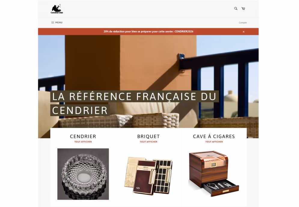 Cendrier Club : E-commerce rentable | 100% SEO & marge NET 65%