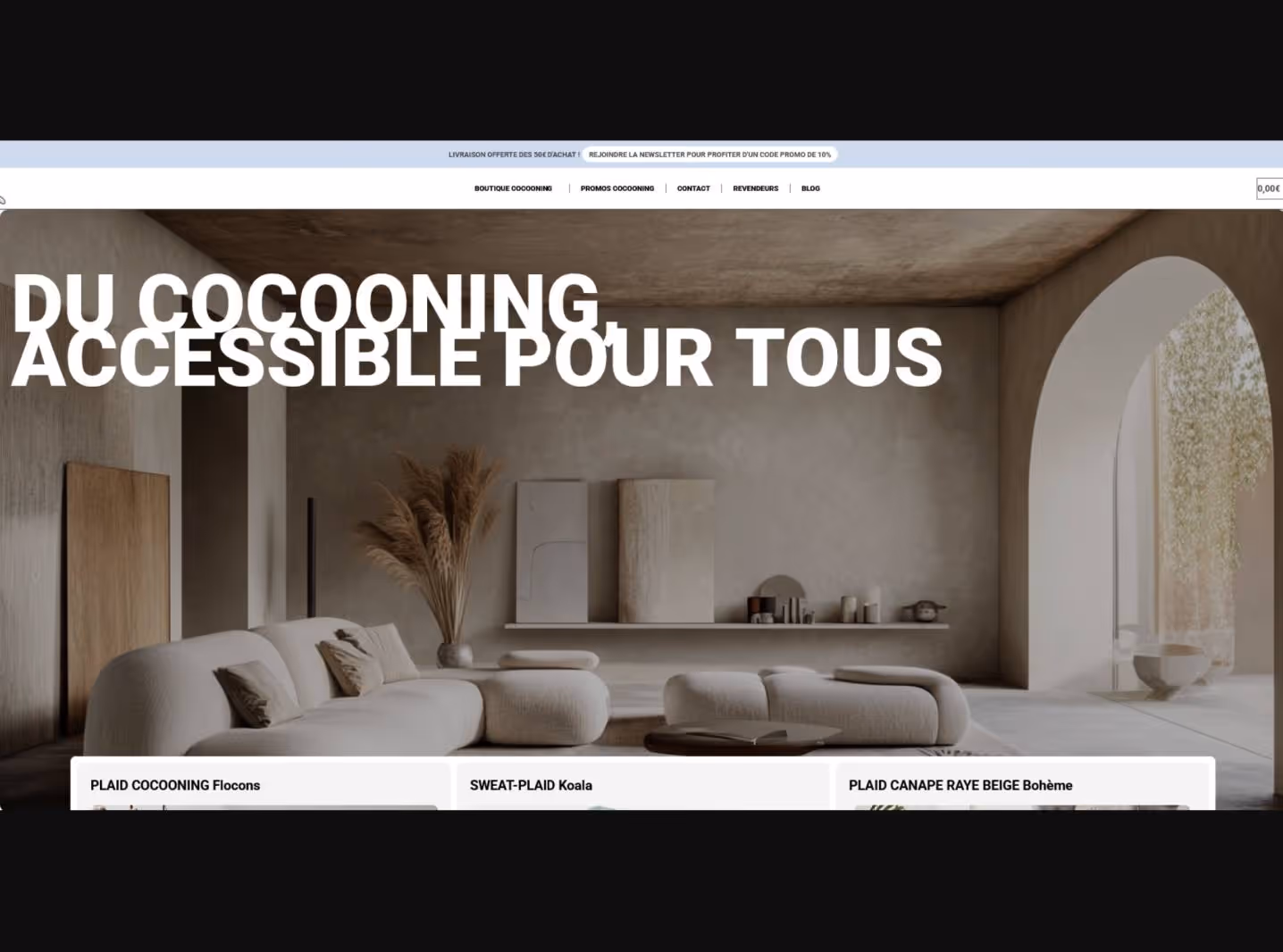E-commerce cocooning | Site prêt | Produit différenciant