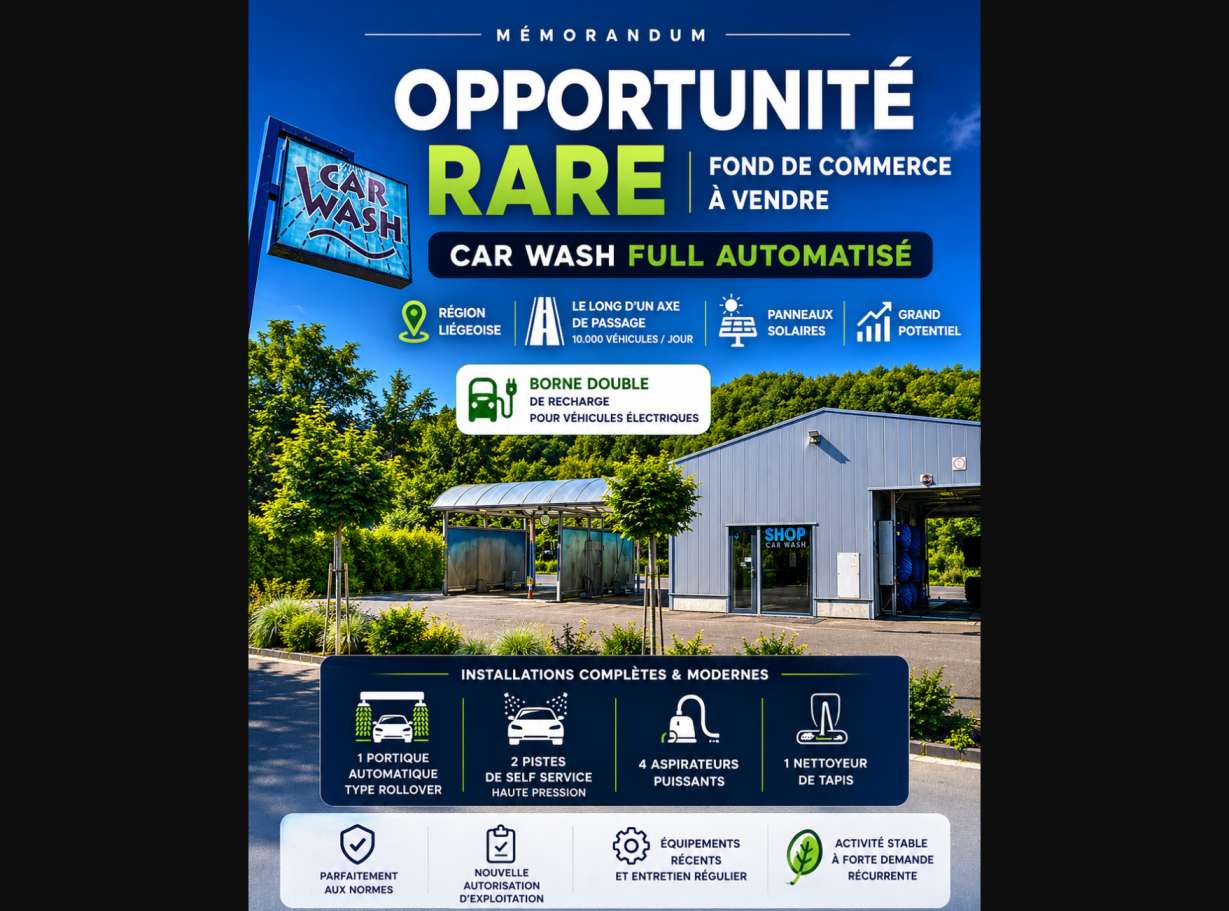 Car wash automatisé | Station de lavage | Emplacement stratégique