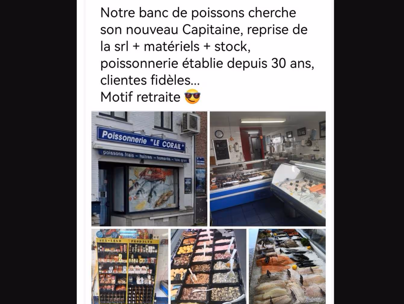 Poissonnerie à remettre | 30 ans d'activité | Clientèle fidèle