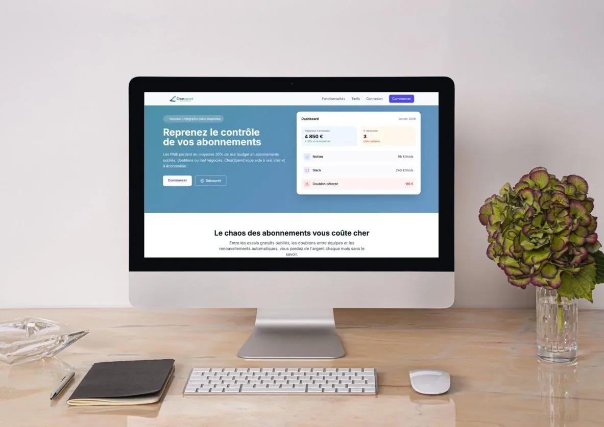SaaS B2B de contrôle et réduction des abonnements | App live